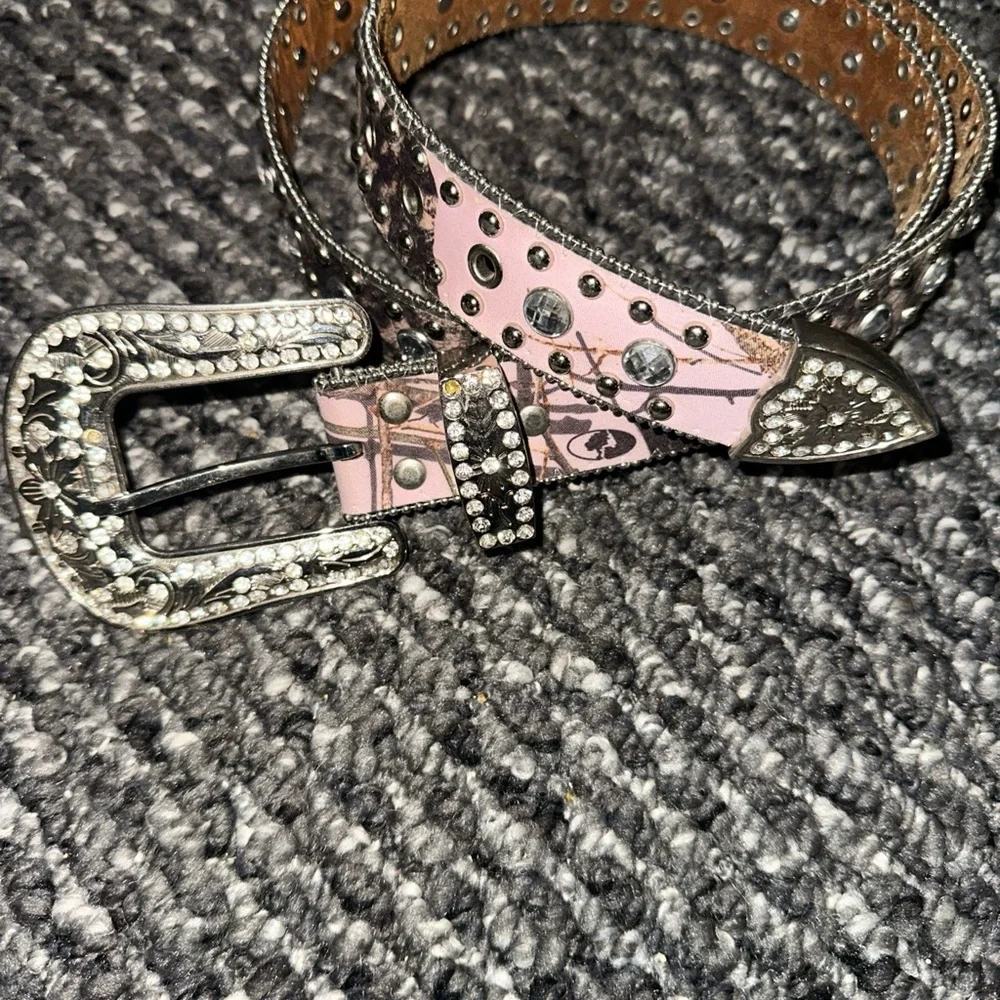 Betsey Johnson Pink Studded Rhinestone Western Belt